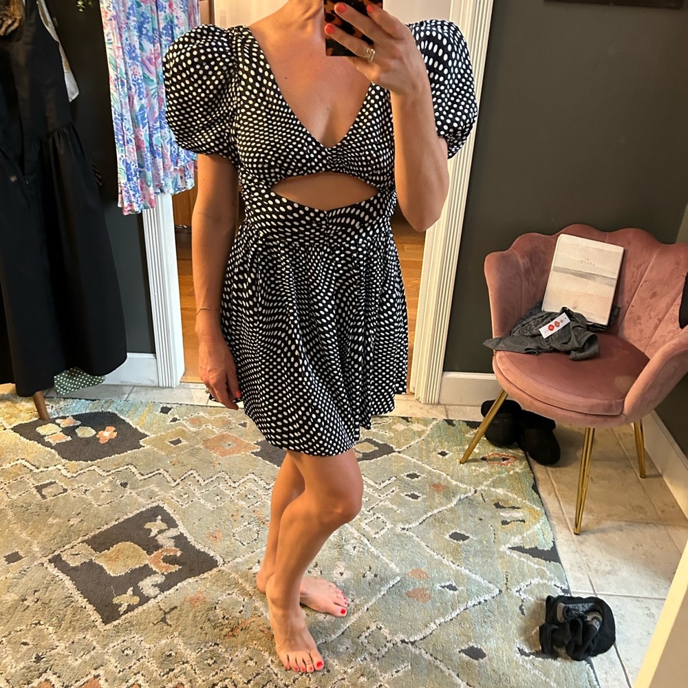 For Love & Lemons polka dot puff sleeve dress